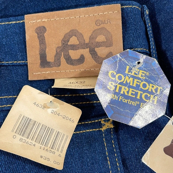 LEE VINTAGE COMFORT STRETCH BLUE JEANS 46x32 MADE IN USA NEW - Picture 9 of 11